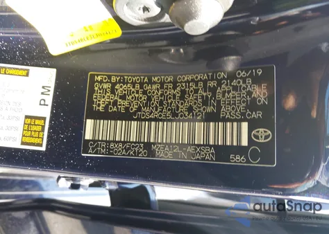 2020 Toyota Corolla Se from USA, damaged, VIN JTDS4RCE5LJ034121